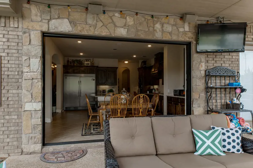 140" x 96" Black Aluminum Pocket Door Installation Thumbnail Image