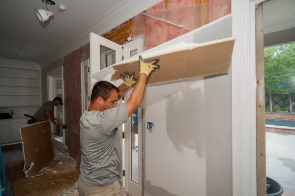 Sheetrock Removal Around the Patio Door