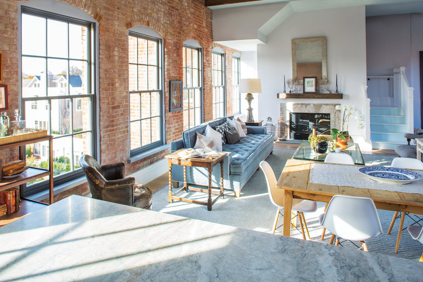 Example of windows with a cool paint color instead of your traditional neutrals. You can really make your home your own by going bold with your design choices, just remember that some design choices are harder (and more expensive) to change than others.