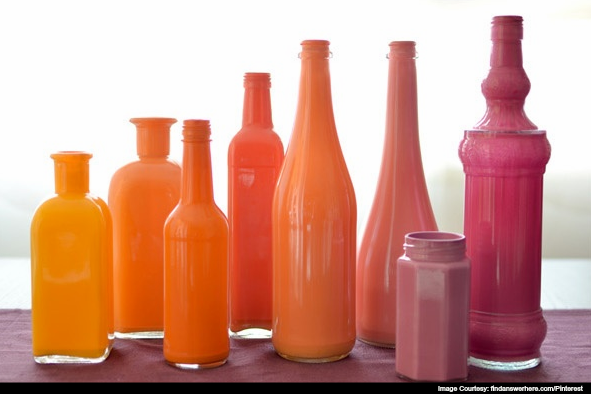 Take old glass bottles and turn them into decorative art.