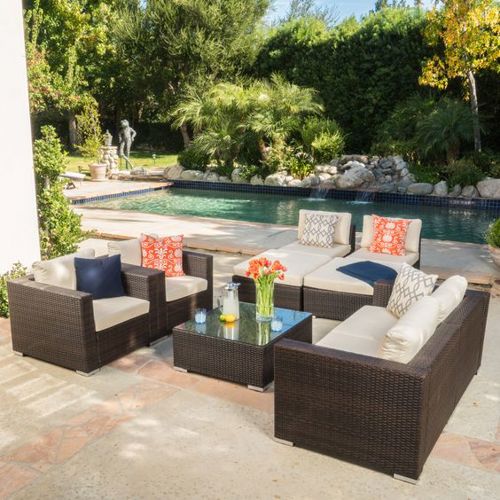 Birch Lane Benbow 8 piece outdoor patio set