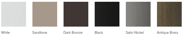 Andersen 100 Series awning and casement window hardware colors.