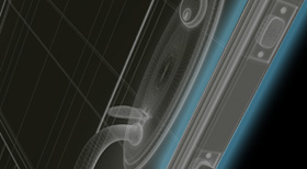 The ProVia Embarq Door is 43% thicker than the average front door. This image highlights the thickness or depth of the door profile.