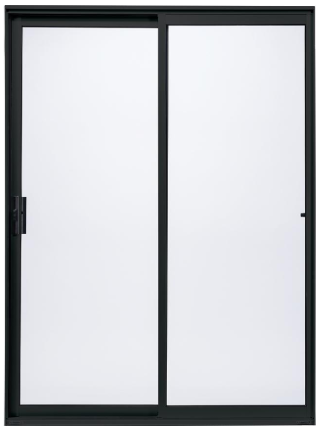 Brennan-installed Milgard aluminum sliding patio doors in black.