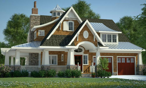 Example of a modern shingle style house with cedar shake siding