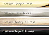 All Schlage Vintage hardware is available in these finishes: Bright Brass, Satin Nickel, Antique Brass, Aged Bronze