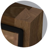 Corner of Embarq door featuring dovetailed construction.