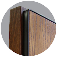 Upper corner of Embarq door featuring a dual perimeter seal.