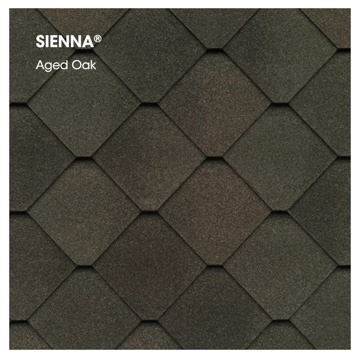 Swatch of Sienna shingles in aged oak.