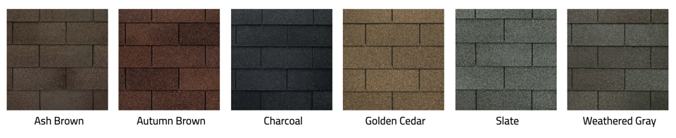 Color options for GAF 3-tab shingles.